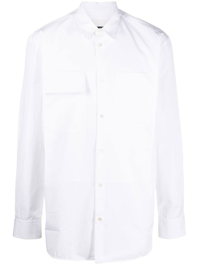 Shop Jil Sander Long-sleeve Button-up Shirt In White