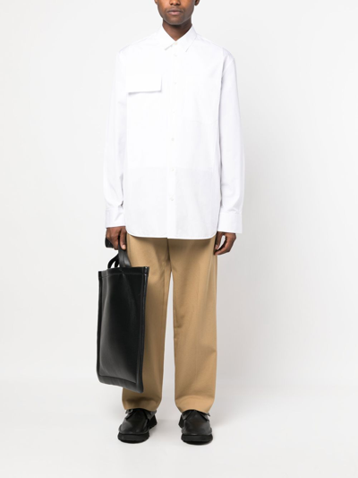 Shop Jil Sander Long-sleeve Button-up Shirt In White