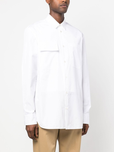 Shop Jil Sander Long-sleeve Button-up Shirt In White