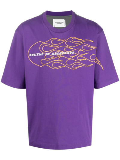 Shop Youths In Balaclava Logo-print Detail T-shirt In Purple