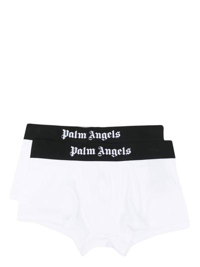 Shop Palm Angels Classic Logo-waistband Boxers In White