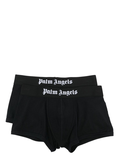 Shop Palm Angels Classic Logo-waistband Boxers Set In Black