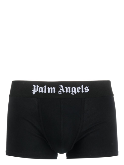 Shop Palm Angels Classic Logo-waistband Boxers Set In Black