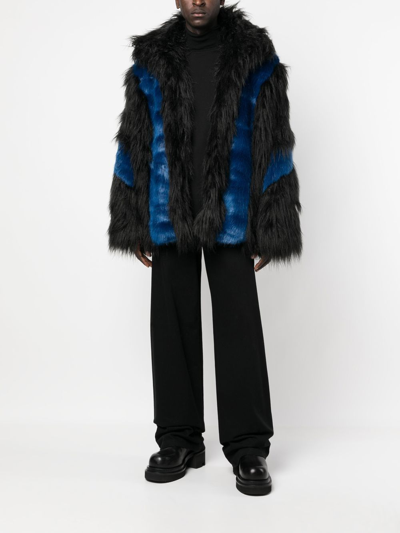 Shop A Better Mistake Moth Faux Fur Jacket In Blue