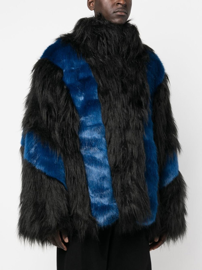Shop A Better Mistake Moth Faux Fur Jacket In Blue