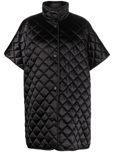 Shop Boutique Moschino Quilted Short-sleeve Coat In Black