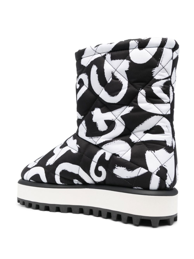 Shop Dolce & Gabbana City Graffiti Print Ankle Boots In Black