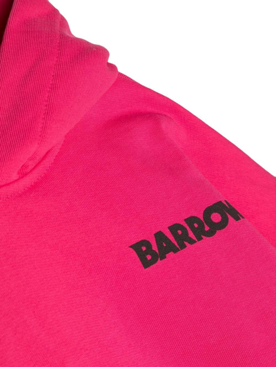 Shop Barrow Smiley-print Cotton Hoodie In Pink
