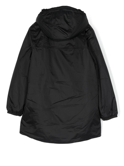 Shop K-way Eiffel Logo-patch Hooded Coat In Black
