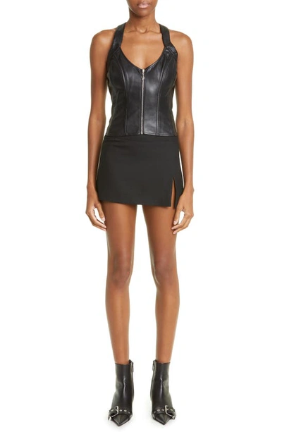 Miaou Micro Front-slit Miniskirt In Black