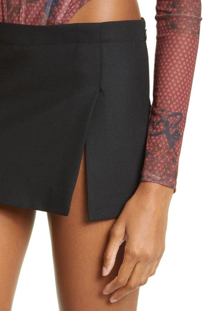 Miaou Micro Front-slit Miniskirt In Black