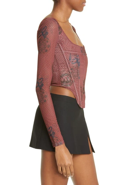 Miaou Maude Atlas Print Mesh Corset Top In Atlas