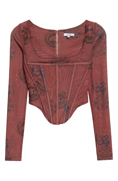 Miaou Maude Atlas Print Mesh Corset Top In Atlas