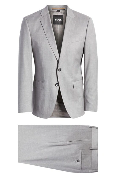 Shop Hugo Boss Virgin Wool Suit In Med Grey