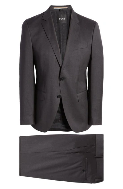 Hugo Boss Virgin Wool Suit In Dark Grey