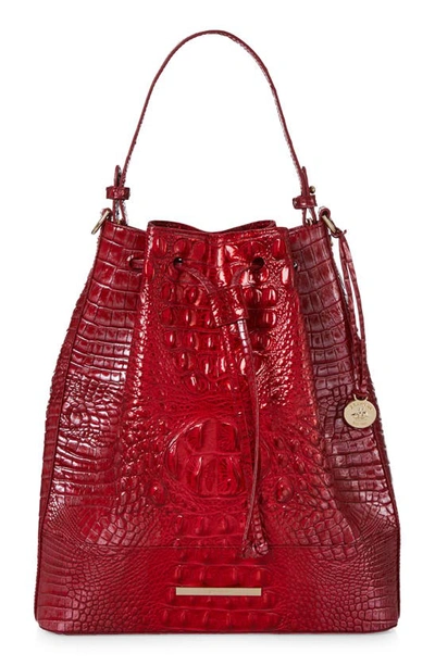 Shop Brahmin Marlowe Croc Embossed Leather Bucket Bag In Heartbreaker