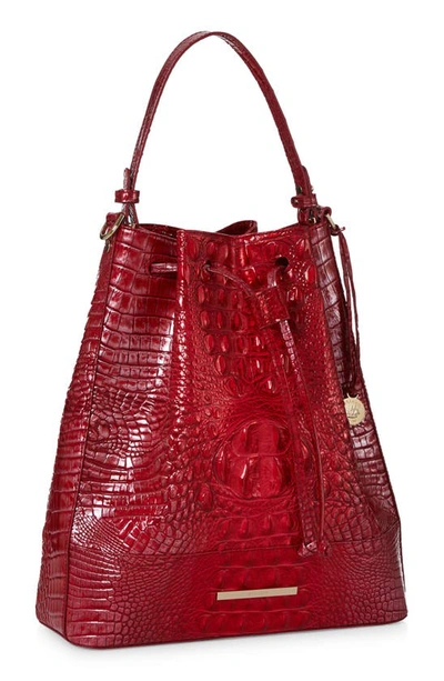 Shop Brahmin Marlowe Croc Embossed Leather Bucket Bag In Heartbreaker