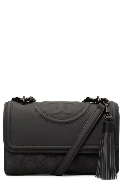 Shop Tory Burch Fleming Matte Small Convertible Shoulder Bag In Black