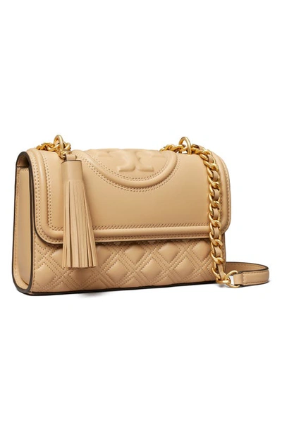 Shop Tory Burch Small Fleming Convertible Leather Shoulder Bag In Desert Dune