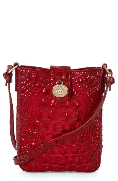 Shop Brahmin Marley Croc Embossed Leather Crossbody Bag In Heartbreaker