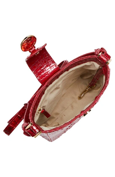 Shop Brahmin Marley Croc Embossed Leather Crossbody Bag In Heartbreaker