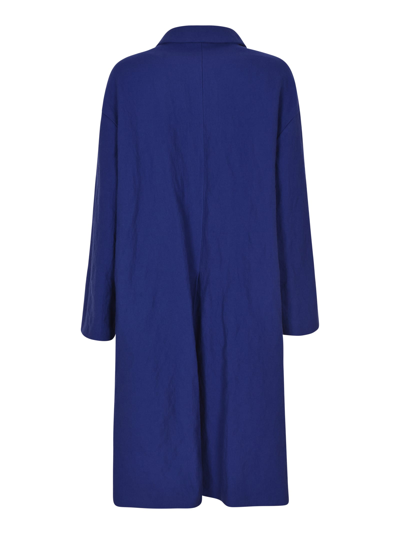 Shop A Punto B Patched Pocket Buttoned Reversible Coat In Electric Blue