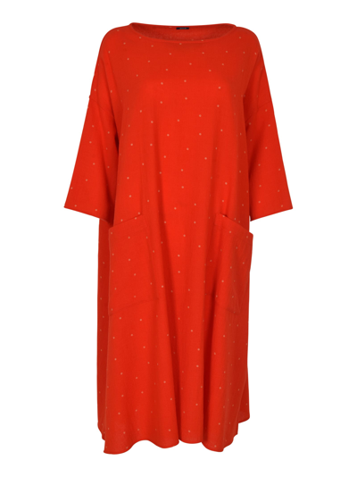 Shop A Punto B Polka-dot Patched Pocket Dress In Red