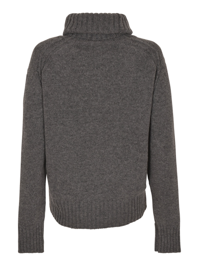 Shop And-daughter Rib Trim Turtleneck Knit Pullover In Grey
