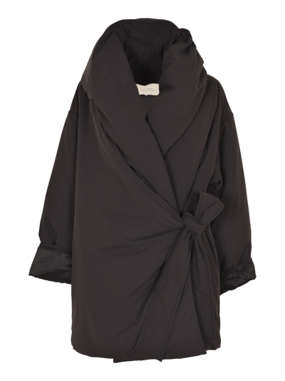 Shop Studio Nicholson Nile Padded Wrap Around Coat In Black