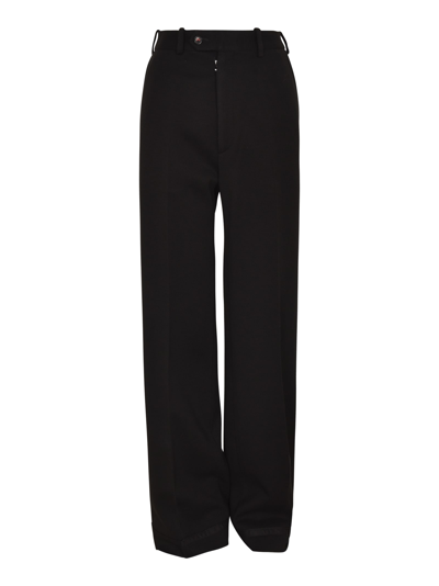 Shop Maison Margiela Rear Logo Straight Leg Plain Trousers In Black
