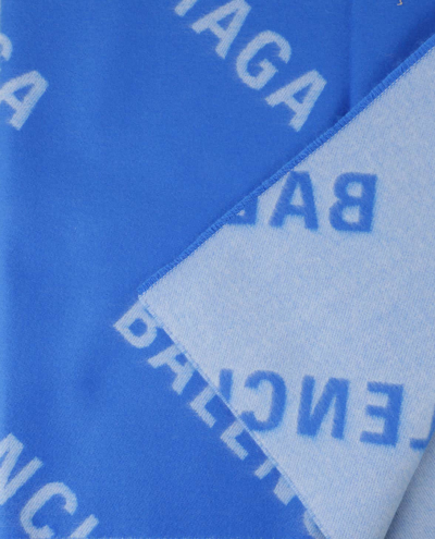 Shop Balenciaga Blue Logo Scarf