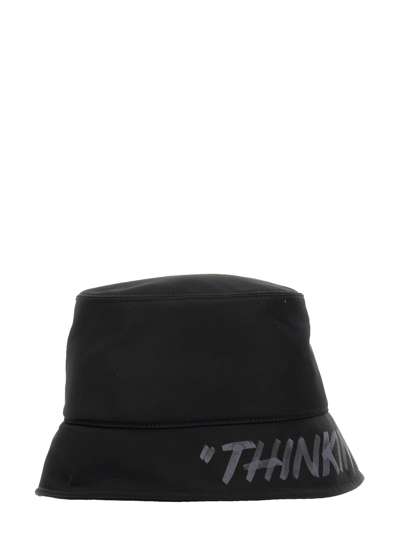 Shop Off-white Bucket Hat With Logo In Nero