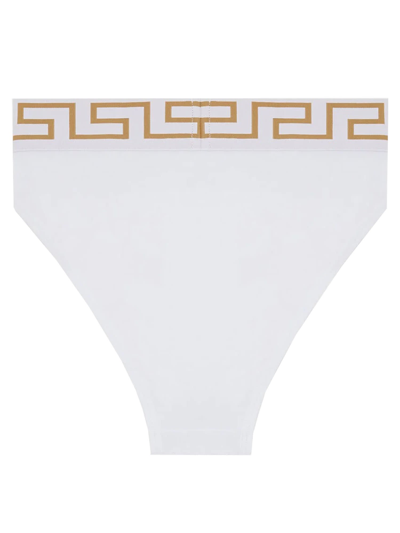 Shop Versace Slip With Greek In Bianco