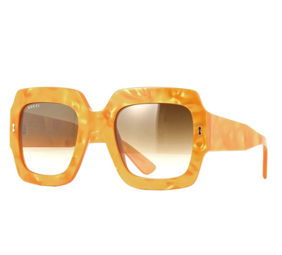 Shop Gucci Brown Gradient Square Ladies Sunglasses Gg1111s 004 53 In Brown / Yellow