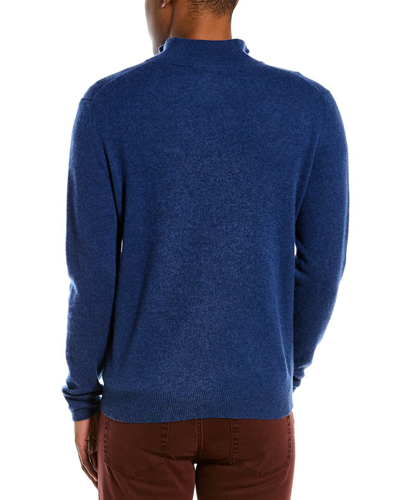 Shop Magaschoni Cashmere 1/4-zip Mock Neck Sweater In Blue