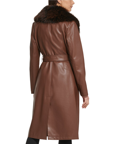 Shop Kenneth Cole Belted Trench Coat In Brown