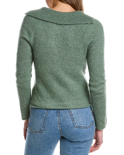 Shop Vince Brushed V-neck Polo Alpaca & Wool-blend Sweater In Green