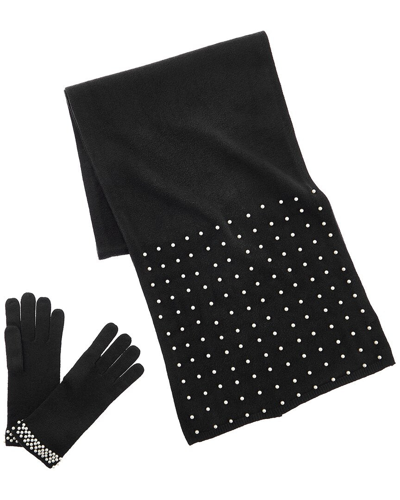 Shop La Fiorentina Glove & Scarf Box Set In Black