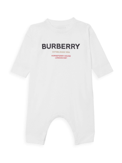 Shop Burberry Baby's Azari Logo Romper In White