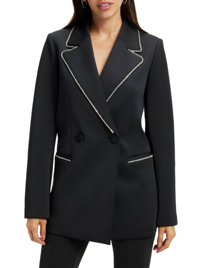 Shop Good American Women's Scuba Crystal-embellished Blazer In Black