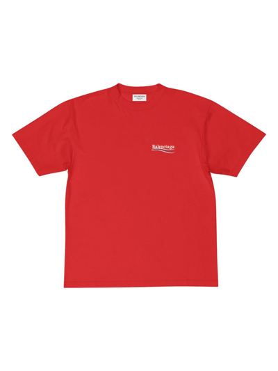 Shop Balenciaga Political Campaign T-shirt Large Fit In Bright Red White