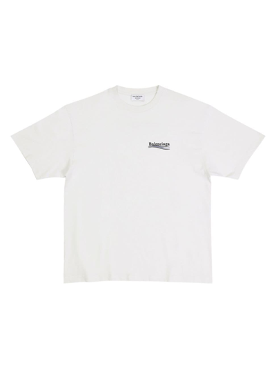 Shop Balenciaga Political Campaign T-shirt Large Fit In Dirty White Black Blue