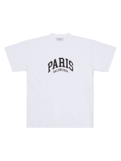 Shop Balenciaga Women's Cities Paris T-shirt Medium Fit In White Black