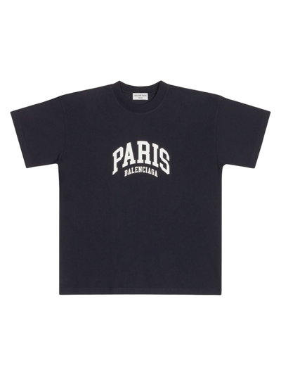 Shop Balenciaga Women's Cities Paris T-shirt Medium Fit In Black White