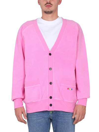 Shop Msgm V-neck Cardigan In Pink