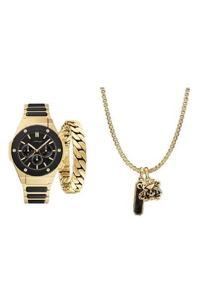 Shop I Touch Ed Hardy 3-piece Jewelry & Watch Set In Two Tone
