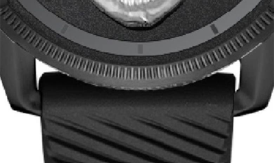 I Touch X Ed Hardy Skull Silicone Strap Watch, 40mm In Matte Silver/ Black