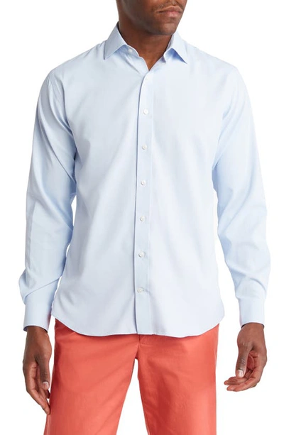 Shop Alton Lane Parker Performance Stretch Cotton Button-up Shirt In Aqua Breeze Houndstooth