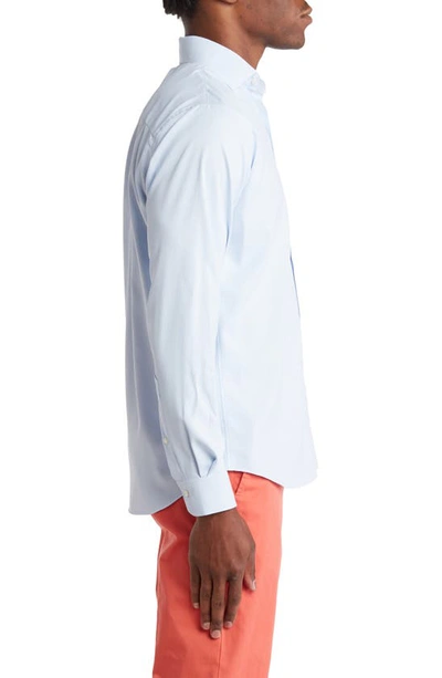 Shop Alton Lane Parker Performance Stretch Cotton Button-up Shirt In Aqua Breeze Houndstooth