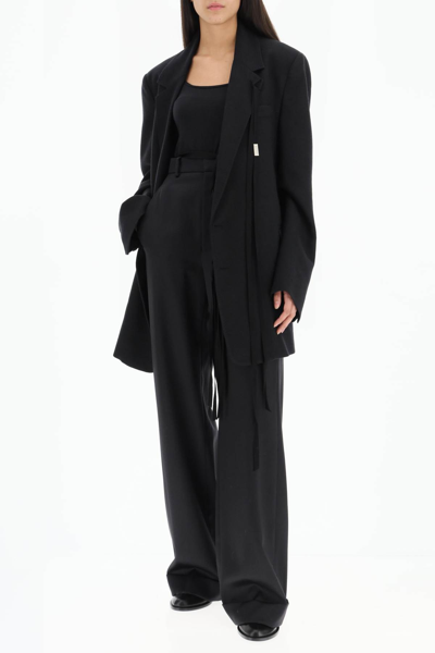 Shop Ann Demeulemeester 'agnete' Virgin Wool Slouchy Jacket In Black